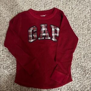GAP Kids Plaid Logo Red Long Sleeve Thermal